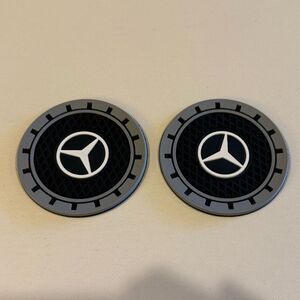 Mercedes Car Cup Coasters in Black and Gray Set of 2 NWT